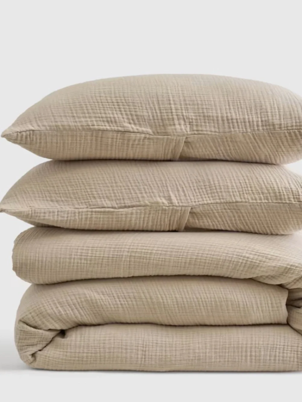 Organic Cotton Airy Gauze Duvet Cover set with shams Full/Queen Dune Tan